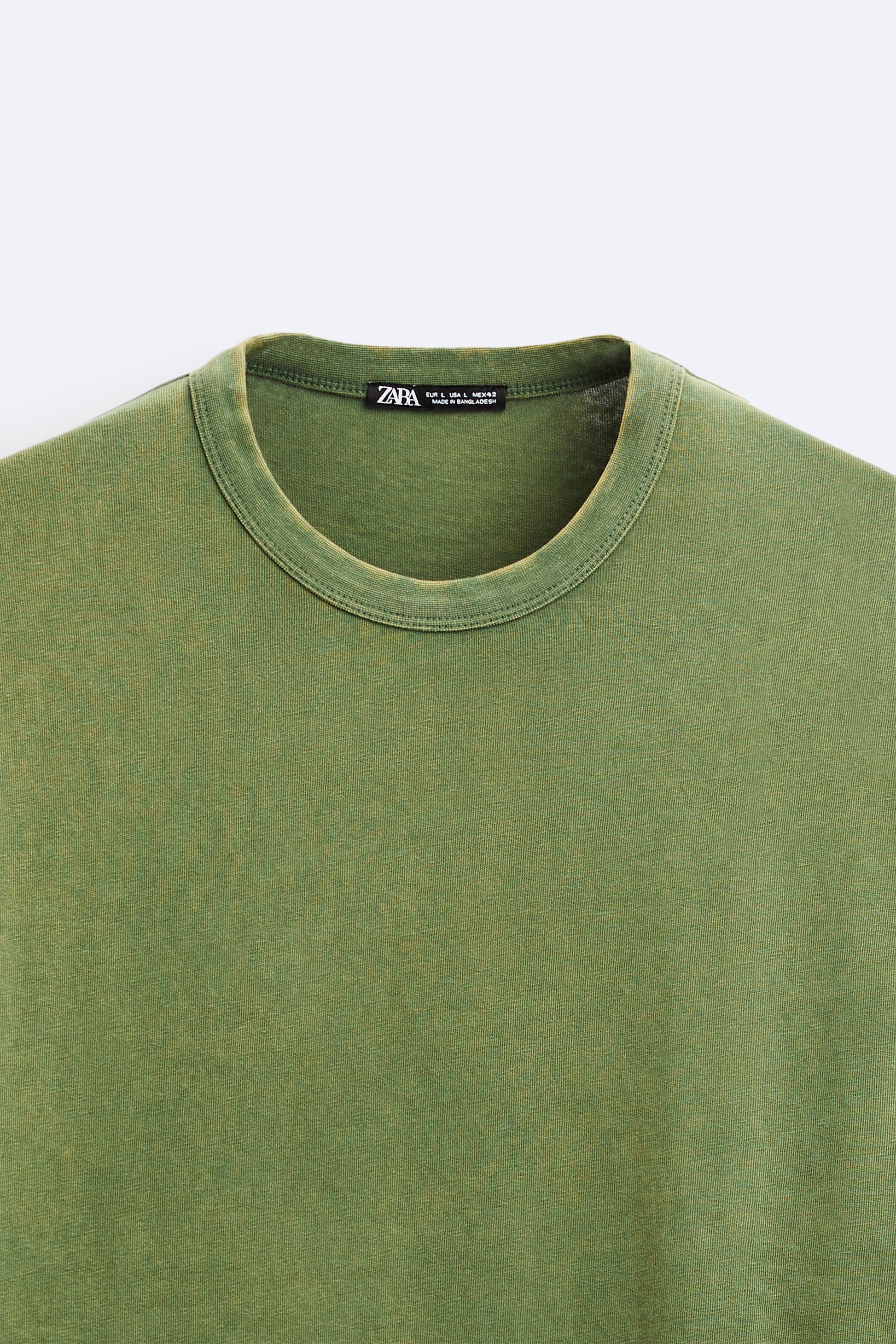 Zara T-Shirt Com Estampa Lavada Ácida Verde