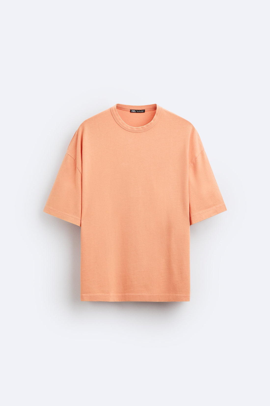 Zara T-Shirt Com Estampa Lavada Ácida Laranja