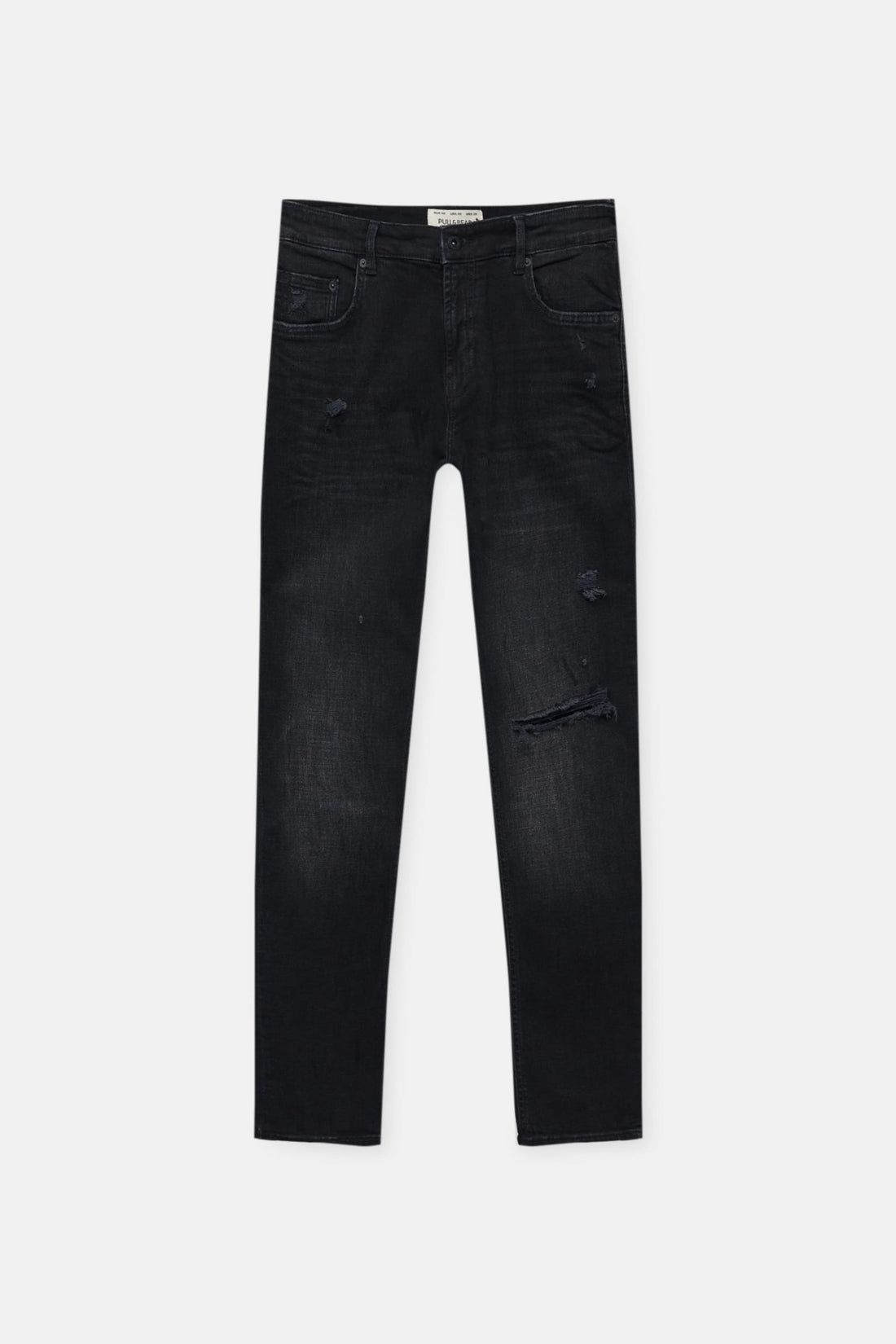 Pull&amp;Bear Calças Skinny Fit Com Rasgões Preta