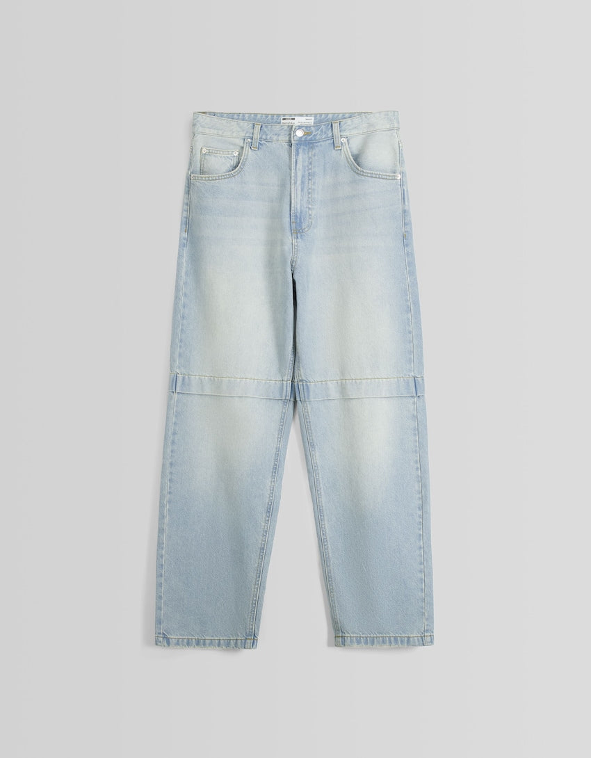 Bershka Calças Jeans Baggy Azul