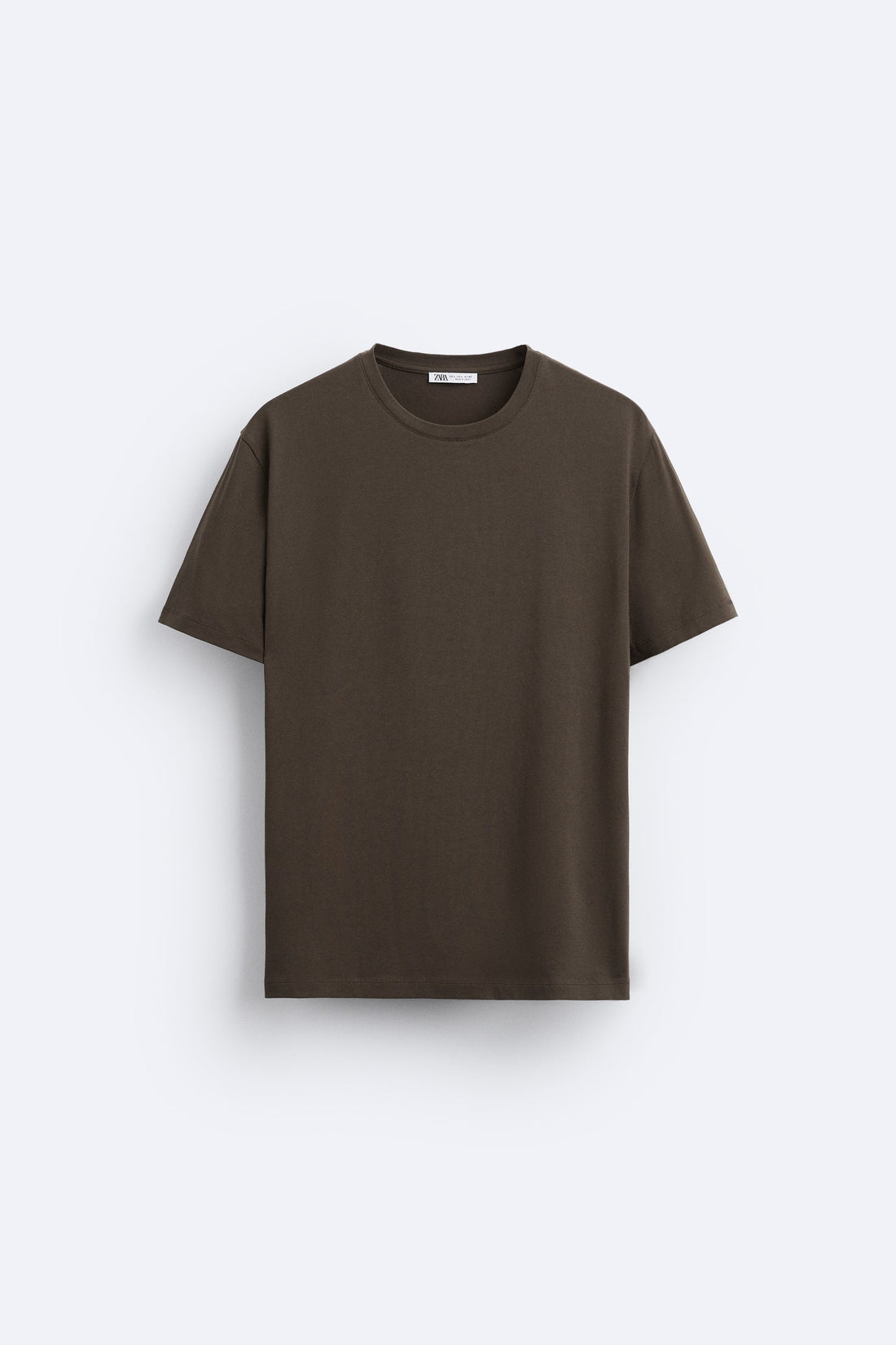 Zara T-Shirt Básica Slim Fit Castanha