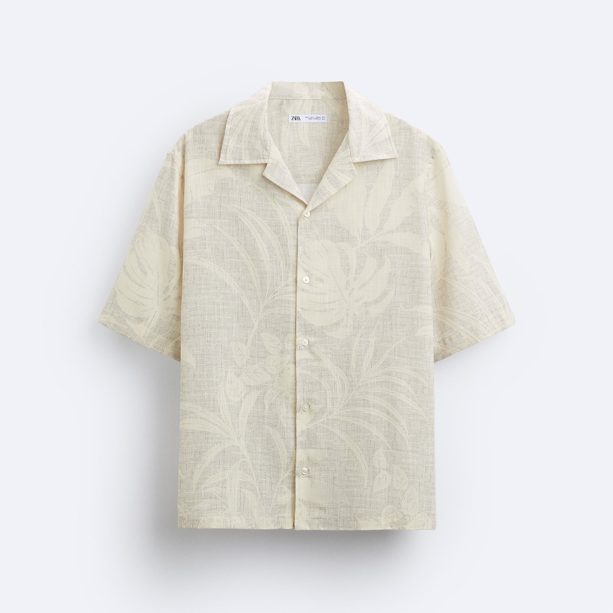 Zara Camisa Com Estampado De Folhas