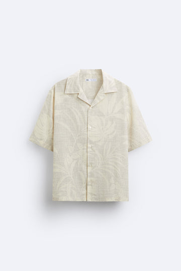 Zara Camisa Com Estampado De Folhas