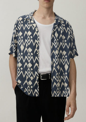 Lefties Camisa Com Estampa Geométrica Azul