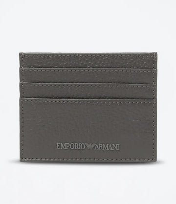 Emporio Armani Porta-Cartões Em Couro Cinza