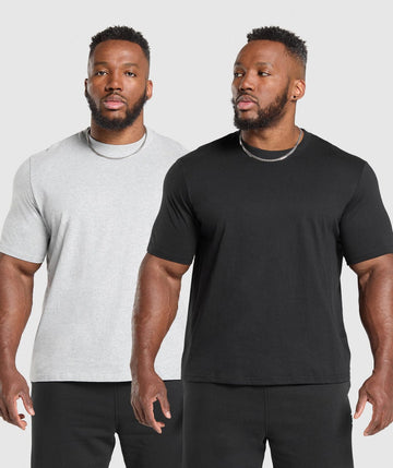 Gymshark Conjunto De 2 T-Shirts Black/Light Grey Marl