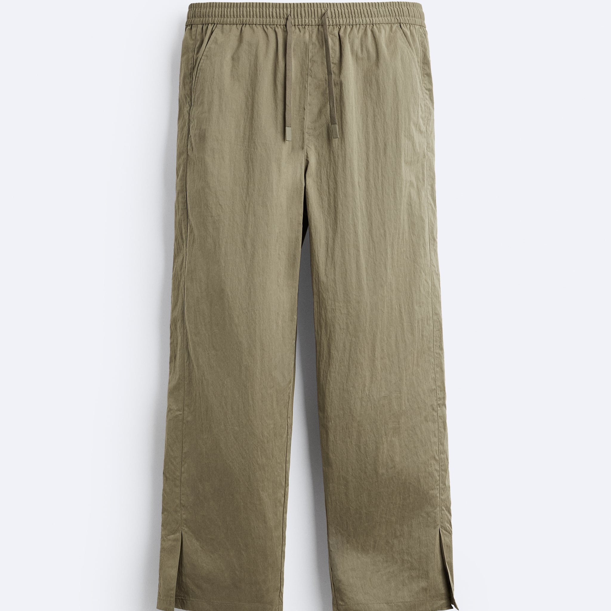 Zara Calças Técnicas Com Cintura Jogger Caqui