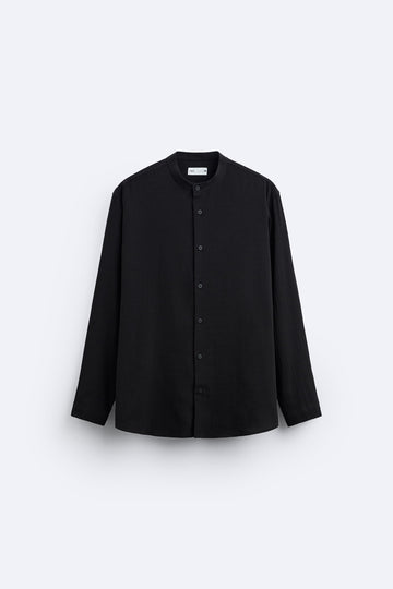 Zara Camisa De Algodão Viscose Preta