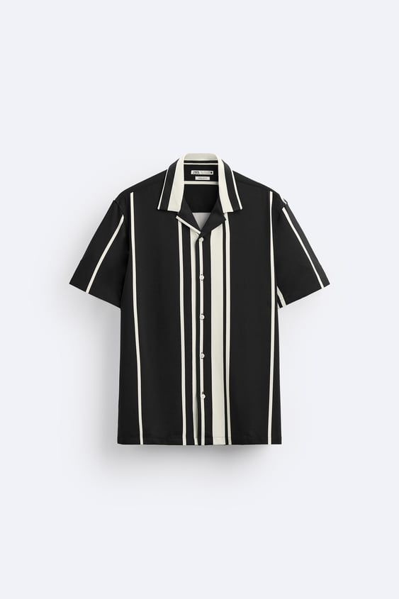 Zara Camisa Elástica Com Estampado As Riscas