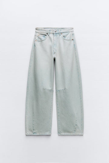 Zara Calças Loose Fit Jeans Azul