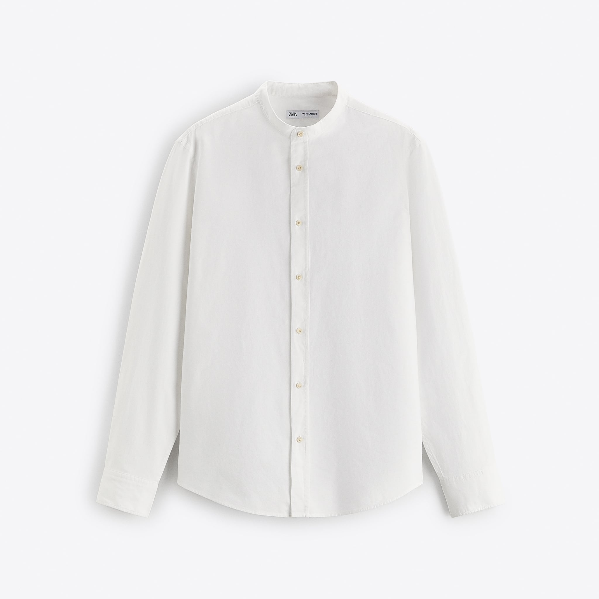 Zara Camisa Oxford Com Colarinho De Tira Branca