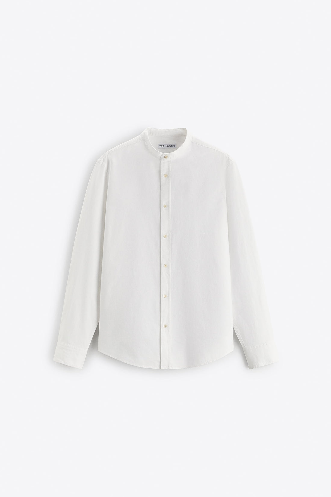 Zara Camisa Oxford Com Colarinho De Tira Branca