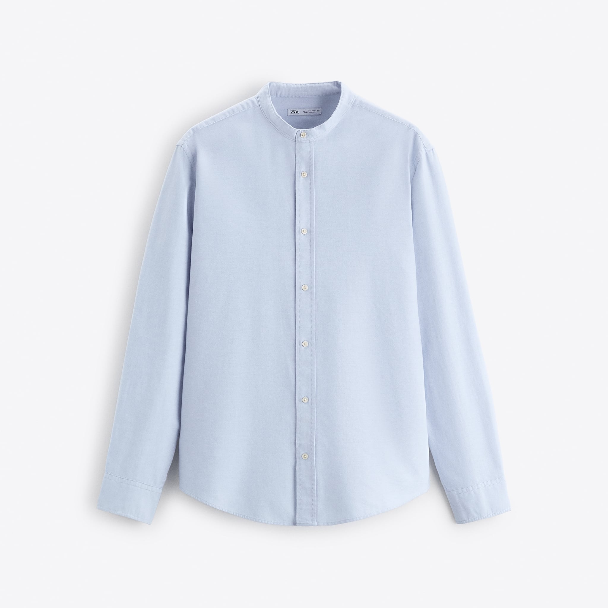 Zara Camisa Oxford Com Colarinho De Tira Azul