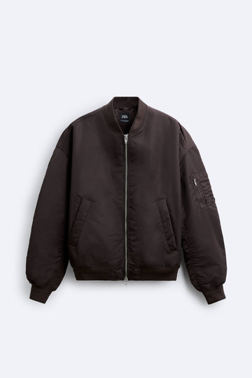 Zara Casaco Bomber Oversized Castanho