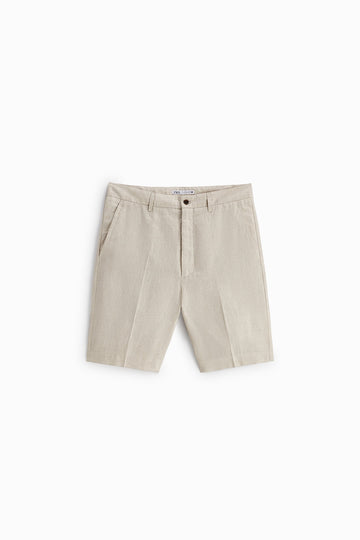 Zara Calções 100% Linho Creme