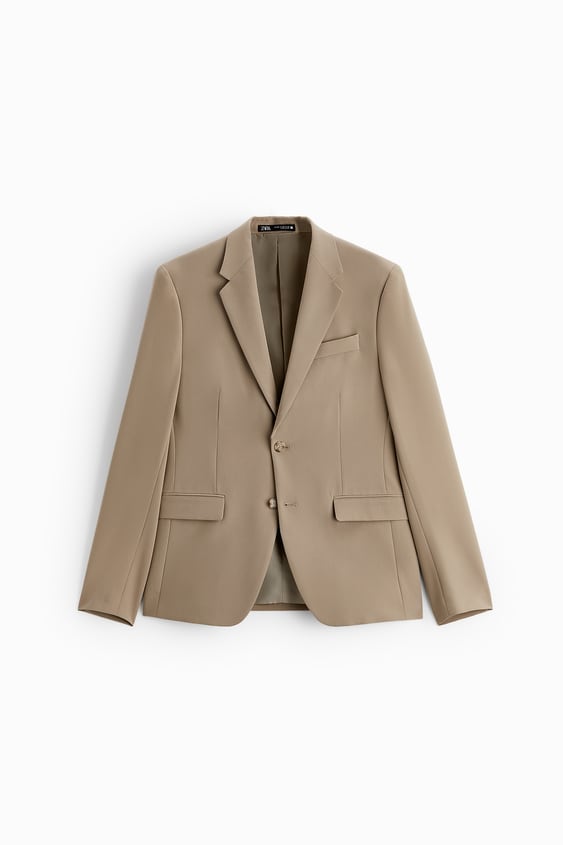 Zara Blazer De Fato Conforto Areia