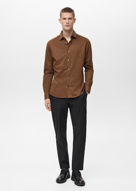 Mango Camisa Comforte Laranja Torrado