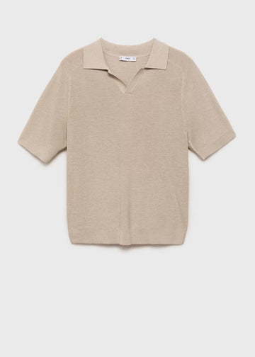 Mango Polo Lino Bege