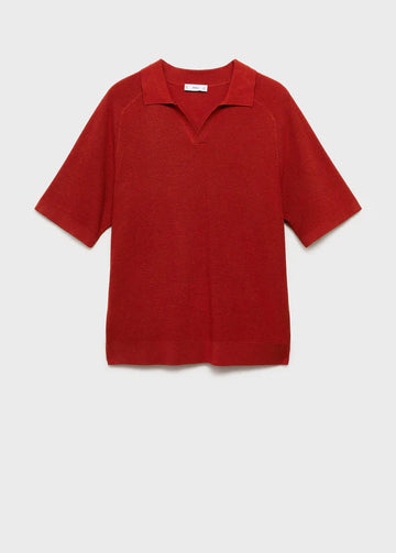 Mango Polo Lino Vermelho