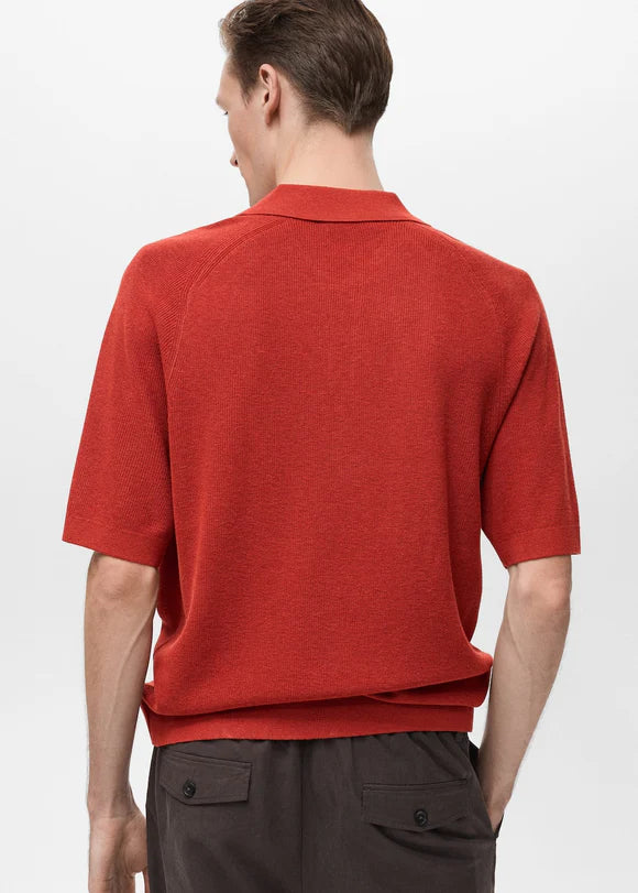 Mango Polo Lino Vermelho