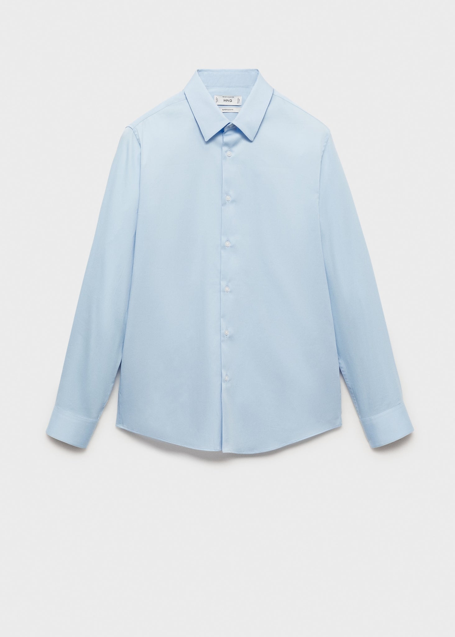 Mango Camisa Slim Fit De Algodao Azul