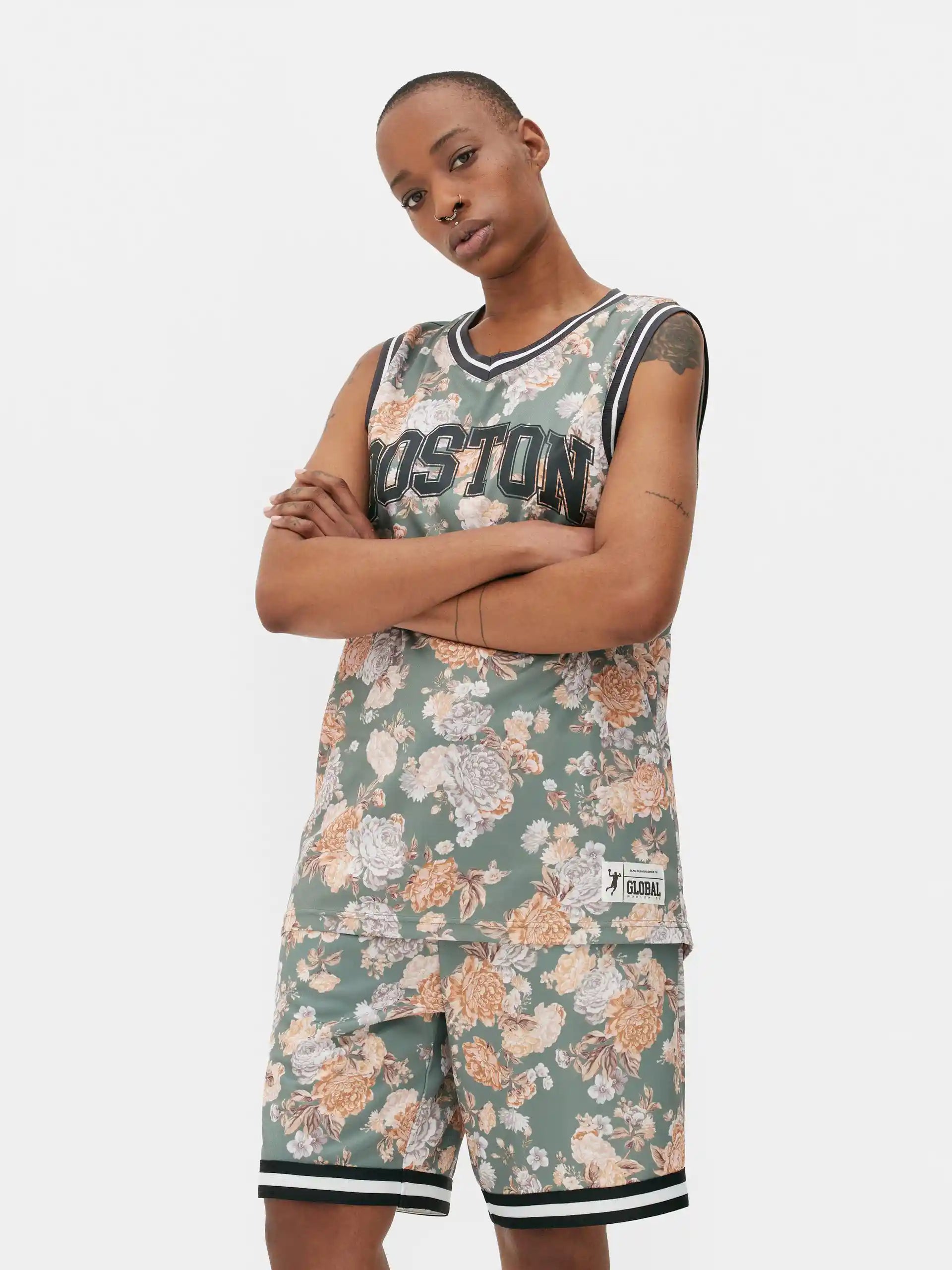 Primark T-Shirt Manga Cava Esportivo Com Estampado Floreado Boston