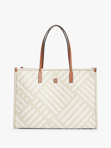 Tommy Hilfiger Bolsa Com Monograma Creme