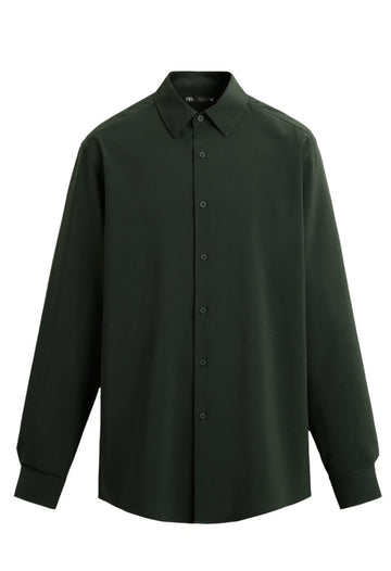 Zara Camisa Slim Fit Verde