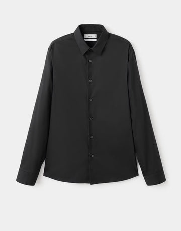 Mango Camisa Slim Fit De Algodão Preta
