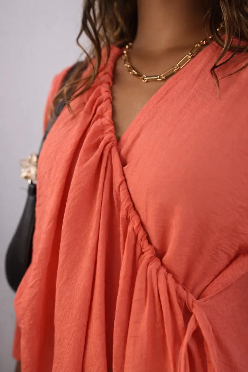 Kimono em Linho Amassado Rosa