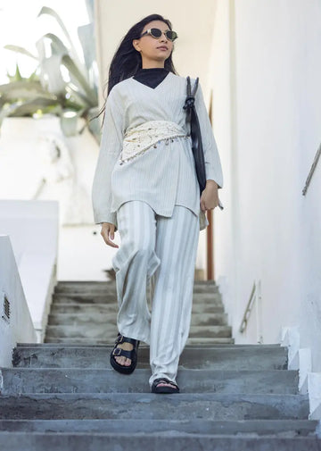 Calças de Linho às riscas