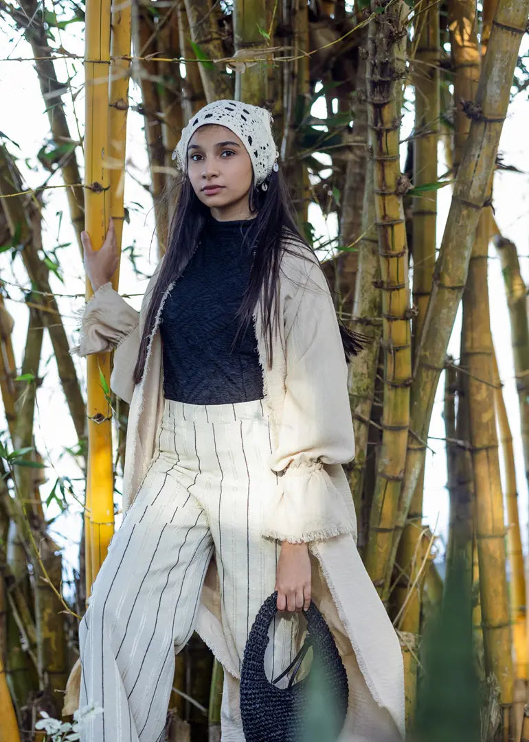 Calças de Linho Metálico