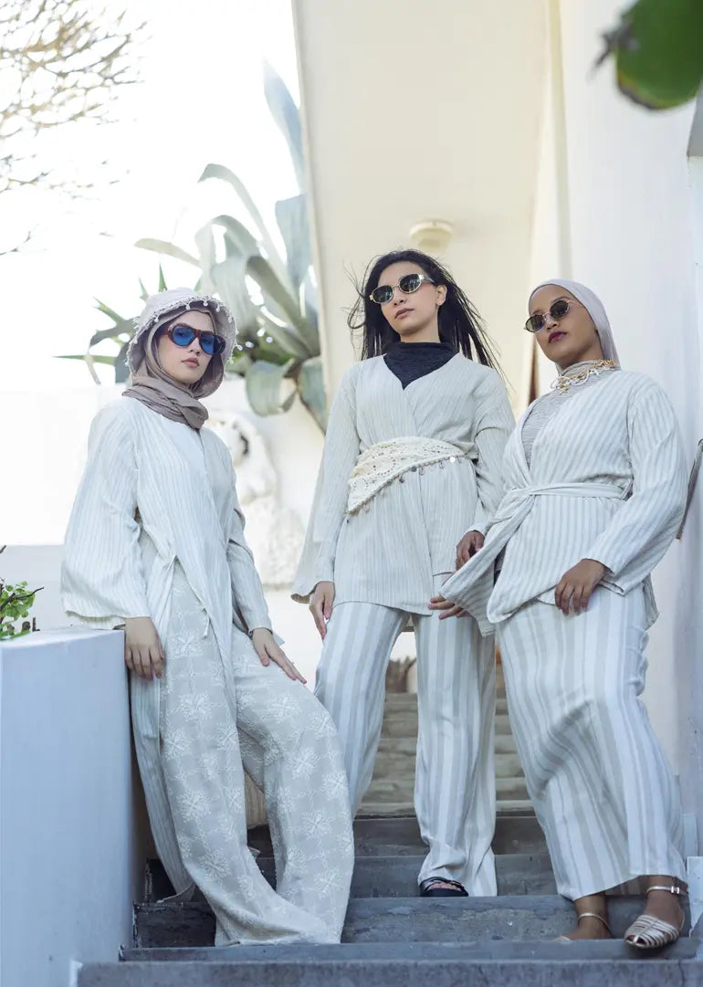 Calças de Linho às riscas