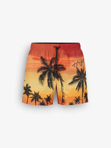 HUGO Calções de Banho Tropical Laranja