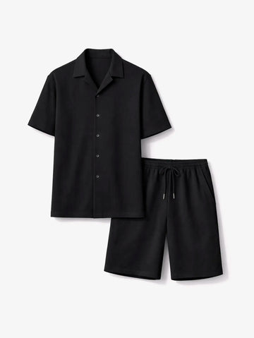 Man Conjunto Plissado Preto