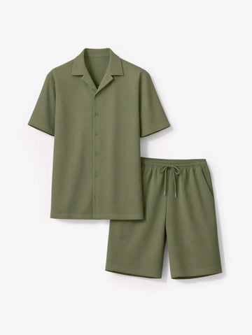 MAN Conjunto Oversized Com Efeito Plissado Verde