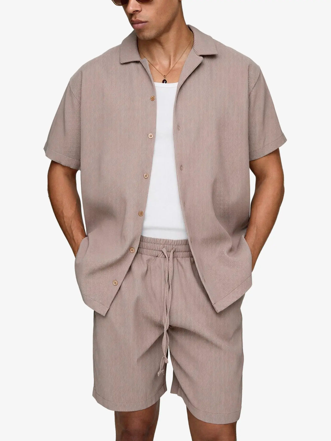 Man Conjunto Plissado Oversize Creme