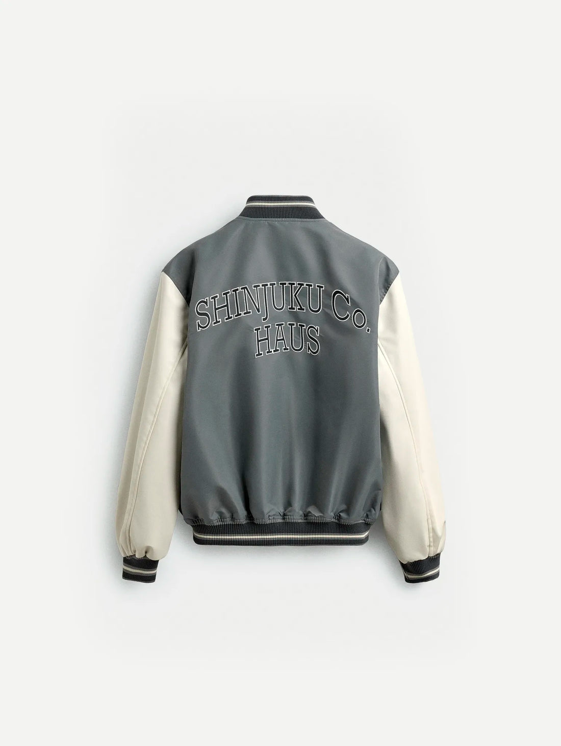 Zara Bomber Jack Bordados Em Contraste Cinzento