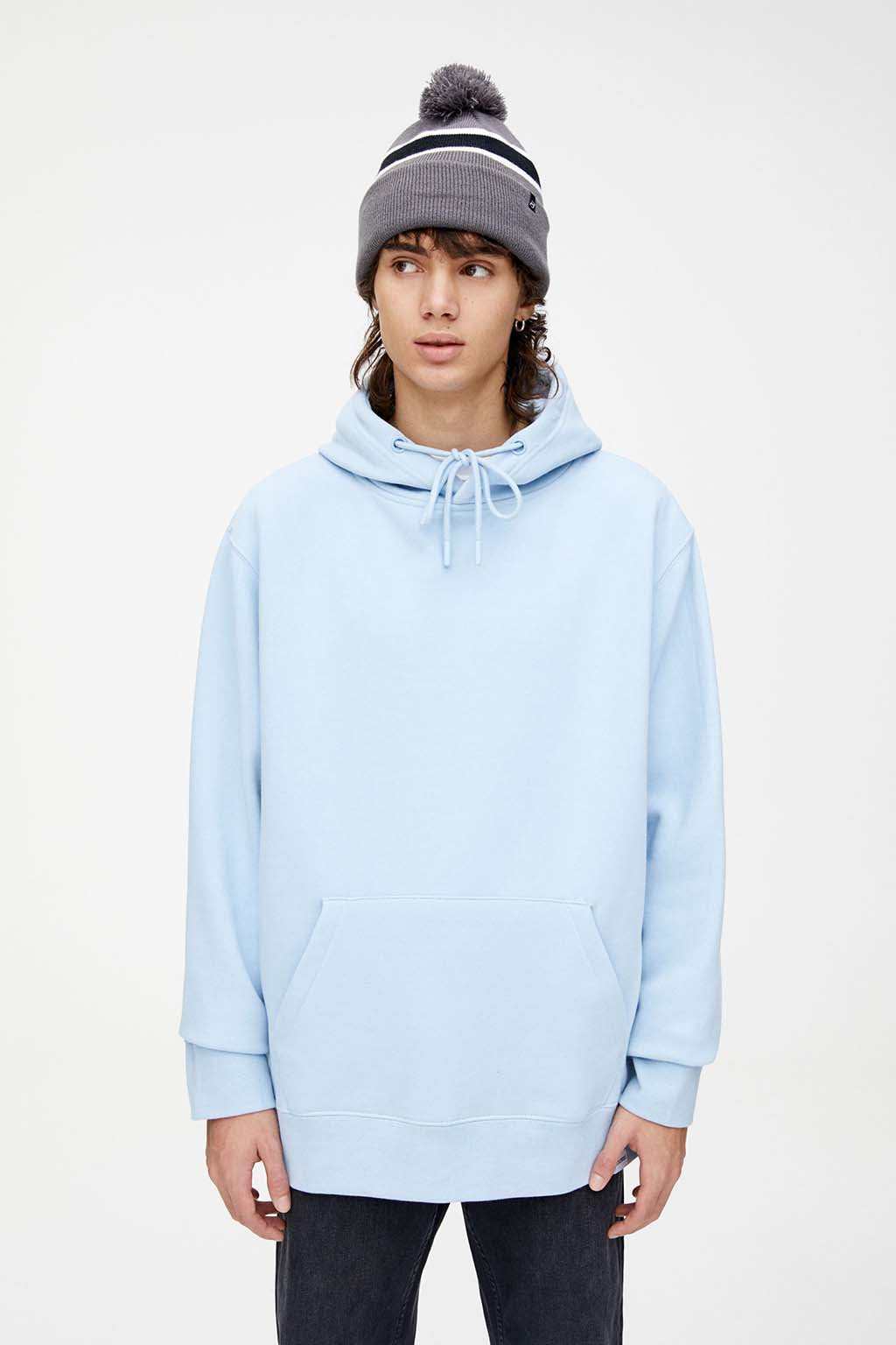 Pull&Bear Hoodie Básica Azul