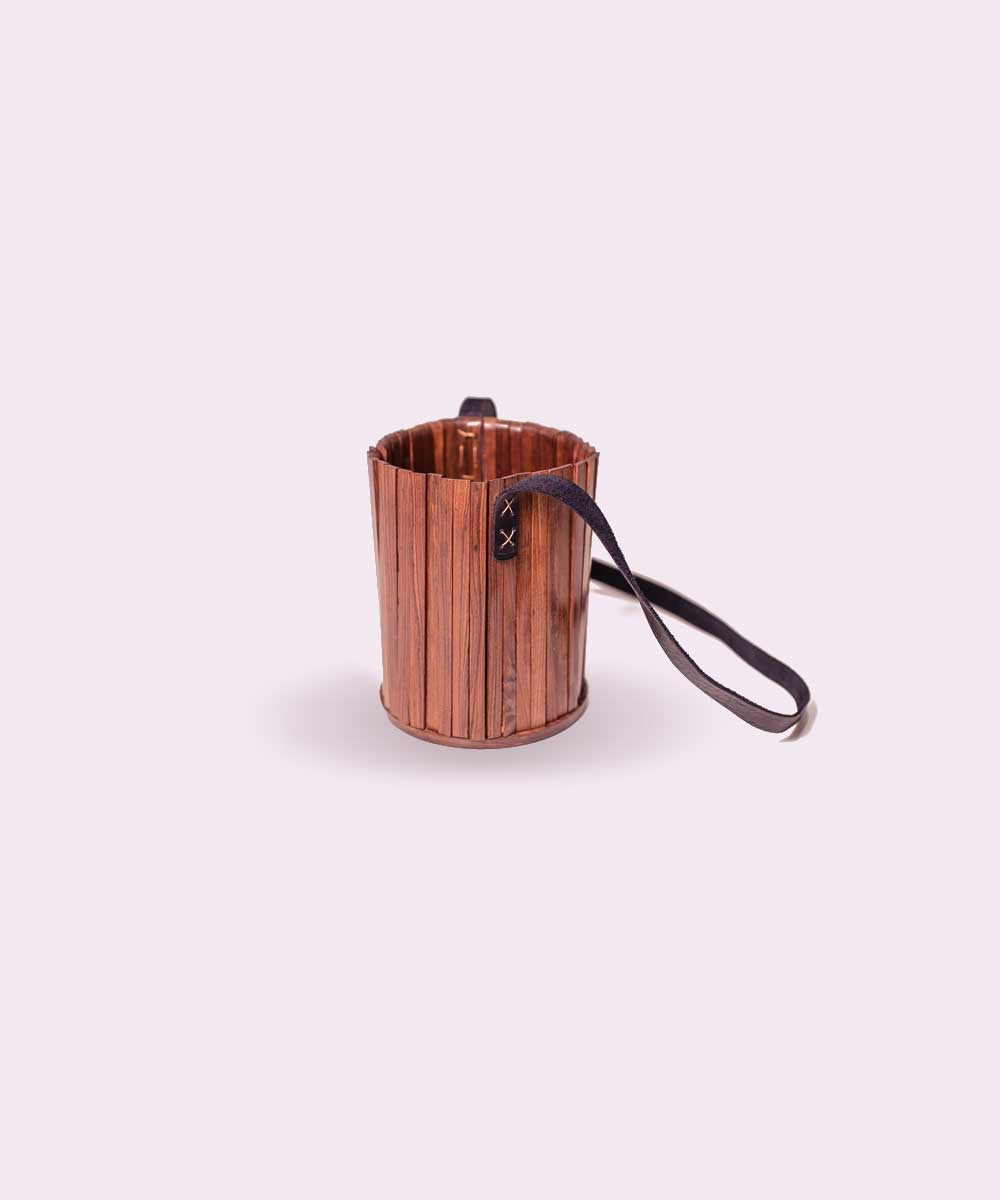 Wooden rod bag with leather strap