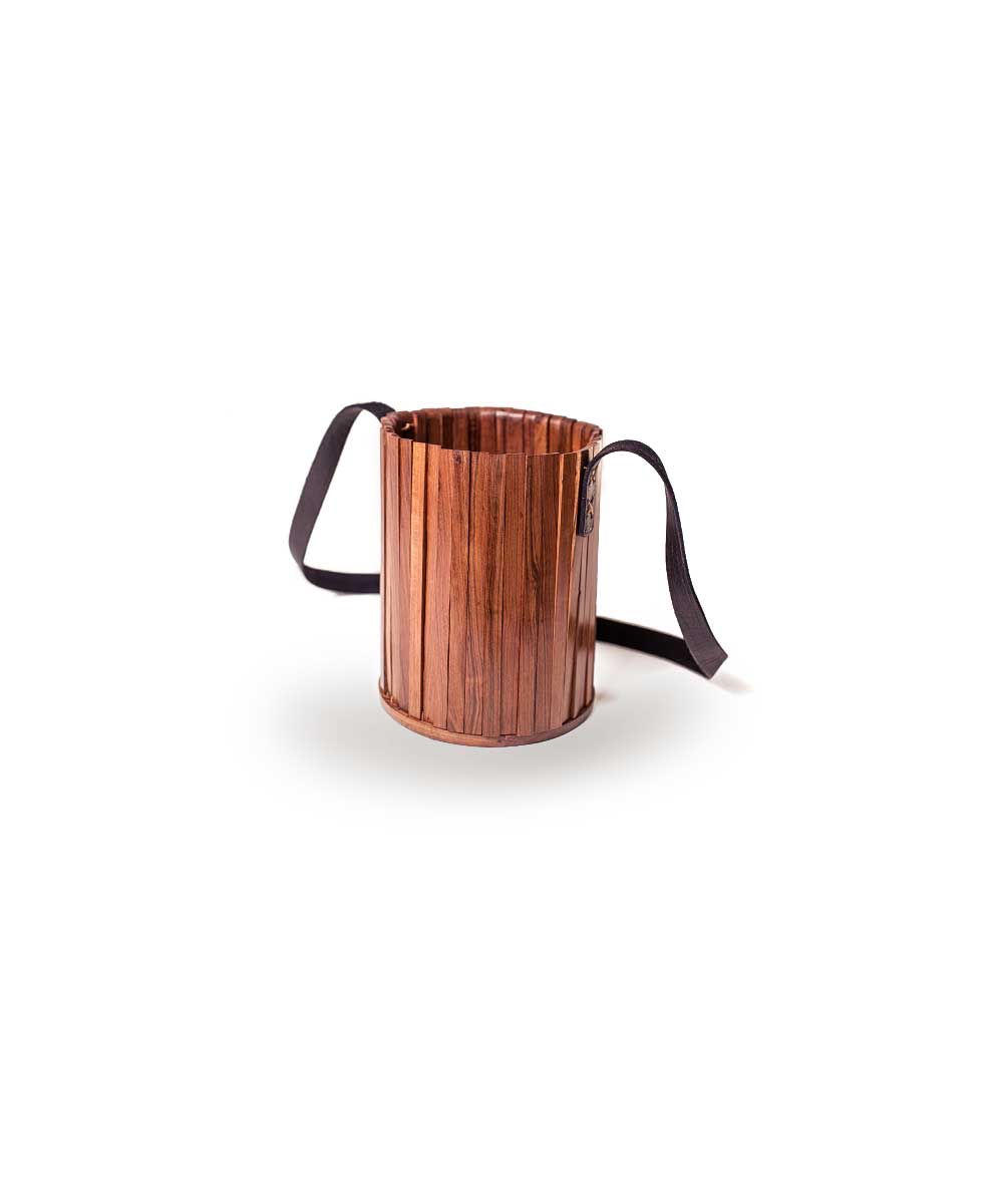 Wooden rod bag with leather strap