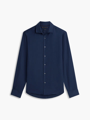 Tommy Hilfiger Camisa Slim Em Linho Azul Noite