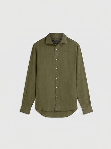 Tommy Hilfiger Camisa Slim Em Linho Verde