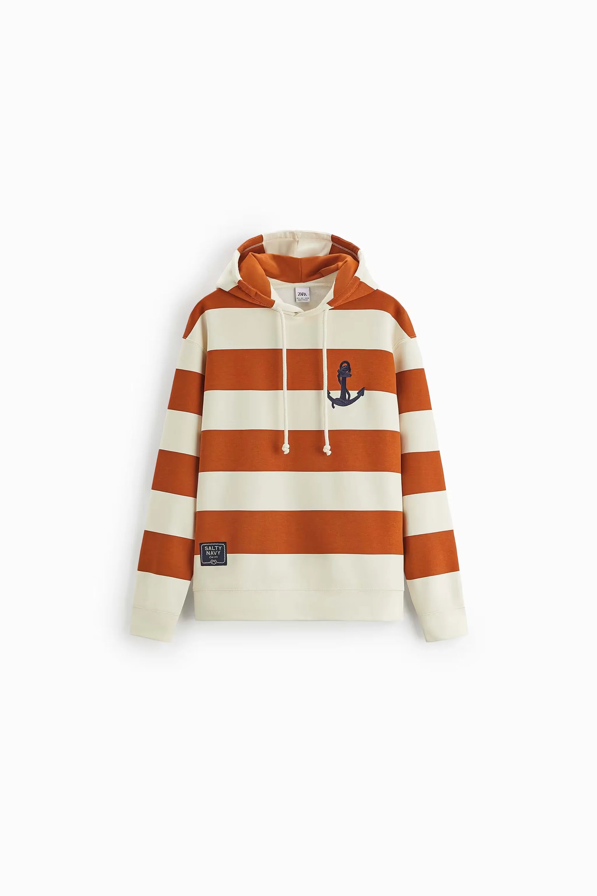 ZARA Hoodie Sweatshirt Bordado Ancora