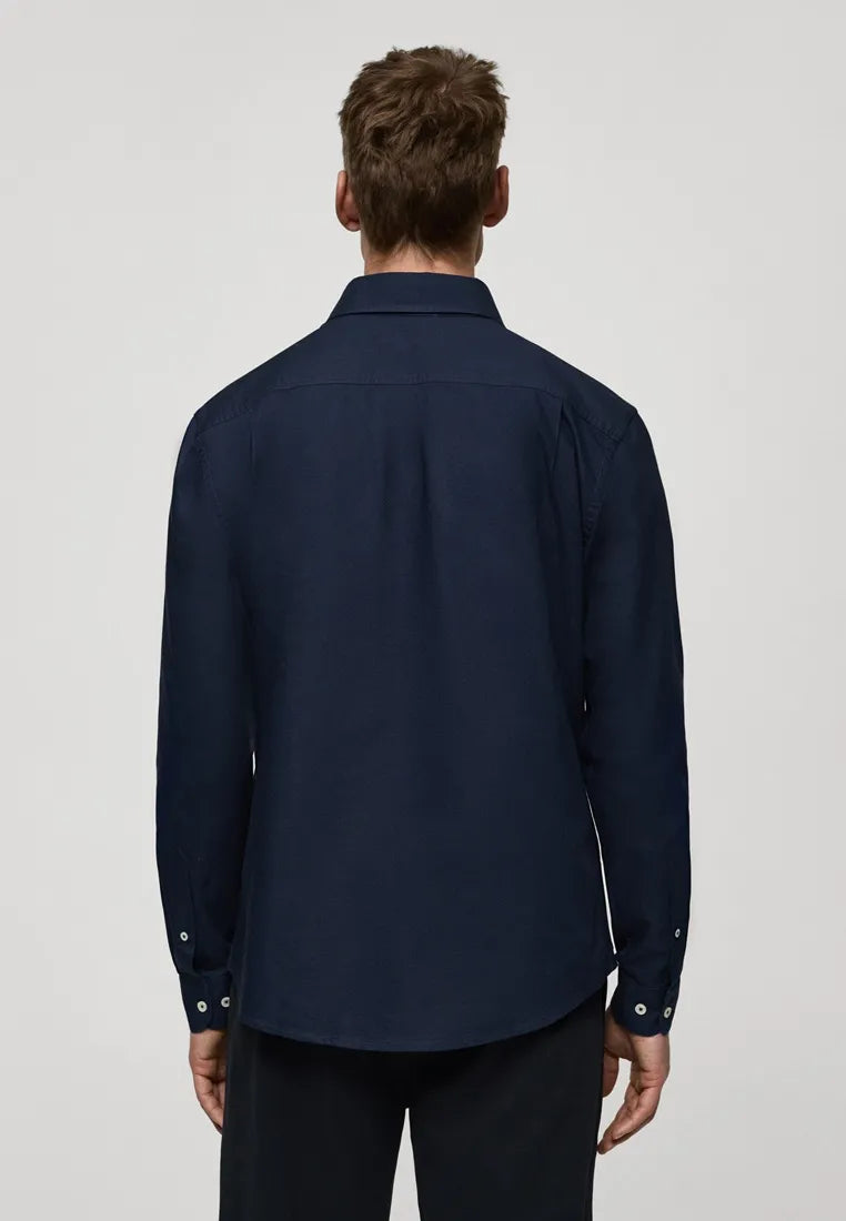 Mango Camisa Oxford Azul