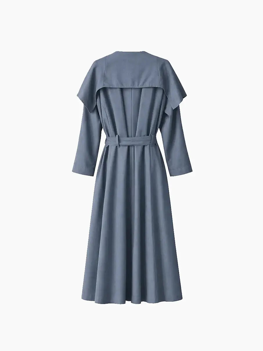 Trench em linho com lapela fluida Azul escuro