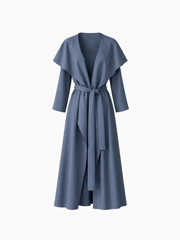 Trench em linho com lapela fluida Azul escuro