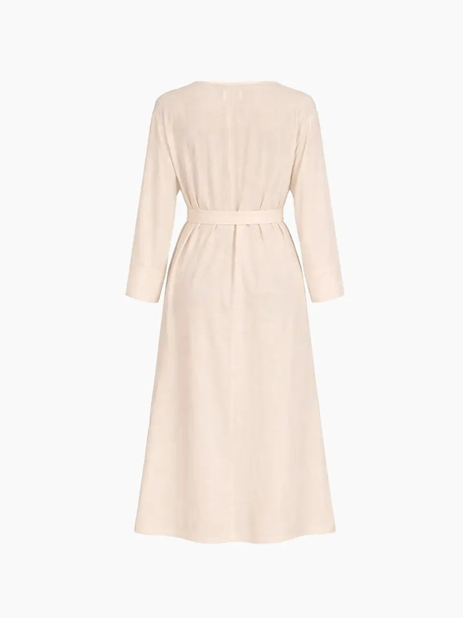 Vestido em linho misto Branco