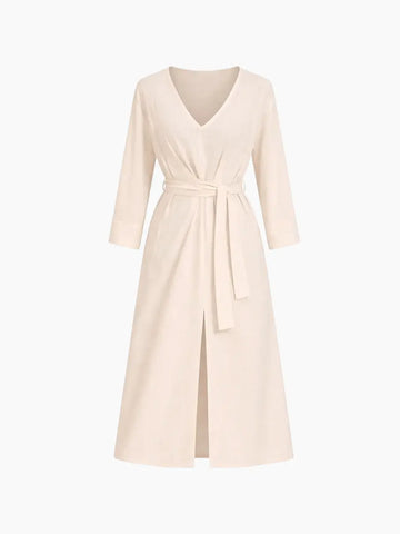 Vestido em linho misto Branco