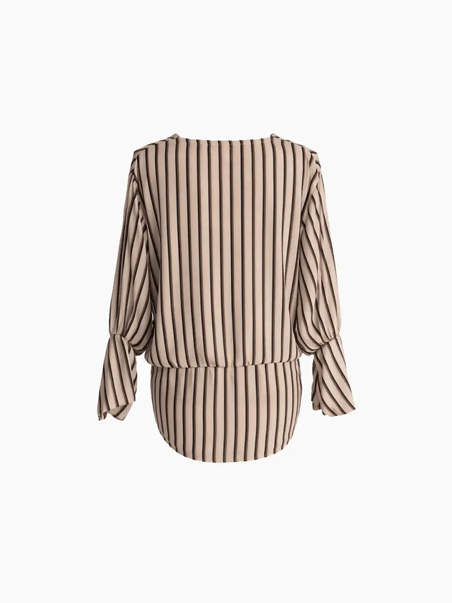 Blusa de cetim às riscas Creme